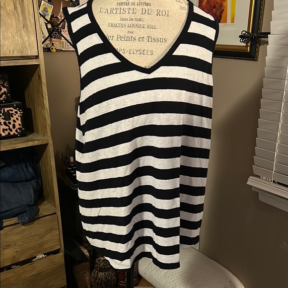 Talbots Tops - Talbots Black and White Striped Plus Size Top - 2X